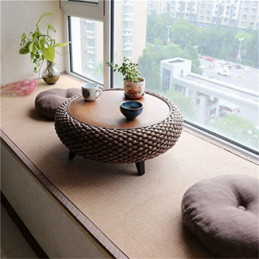 DLVKHKL Möbeltisch Handgefertigter Rattan-Tee-Couchtisch mit Balkon Erkerfenster Lerntisch for Wohnzimmer  Color : Brown, Siz
