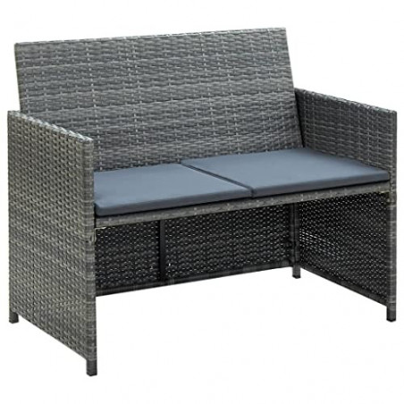 vidaXL Gartensofa 2 Sitzer Poly Rattan Gartenmöbel Sofa Loungesofa Gartenbank