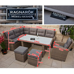 RAGNARÖK hohe Dining Lounge - DEUTSCHE Marke - 8 Jahre GARANTIE - EIGENE Produktion - PolyRattan Gartenmöbel Essgruppe Hocker