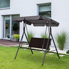 Outsunny Hollywoodschaukel 2-Sitzer Gartenschaukel Schaukelbank Verstellbares Sonnendach Stahlrahmen Rattan 140 x 110 x 151 c