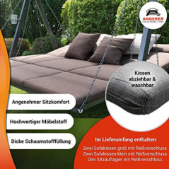Angerer Hollywoodschaukel Lounge - Gartenschaukel Made in Germany - Schaukel zum Sitzen, Liegen und Entspannen - inklusive Be