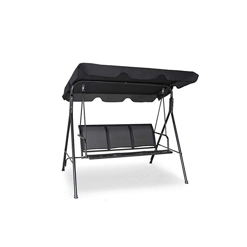 RELAX4LIFE Hollywoodschaukel, Schaukelbank mit verstellbarem Sonnendach, Gartenschaukel für 3 Personen, Gartenbank mit Metall RELAX4LIFE Hollywoodschaukel, Schaukelbank mit verstellbarem Sonnendach, Gartenschaukel für 3 Personen, Gartenbank mit Metall