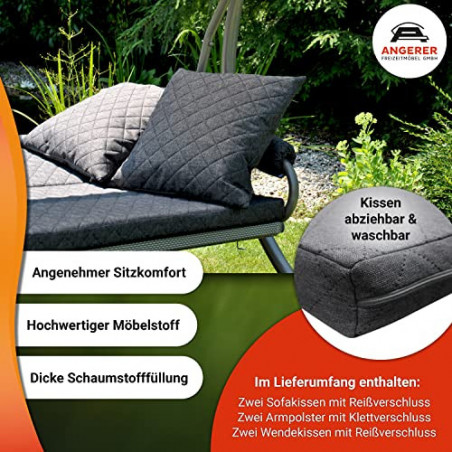 Angerer Hollywoodschaukel Elegance - Gartenschaukel Made in Germany - Schaukel zum Sitzen, Liegen und Entspannen - inklusive 