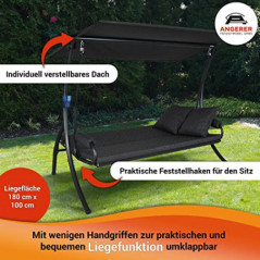 Angerer Hollywoodschaukel Elegance - Gartenschaukel Made in Germany - Schaukel zum Sitzen, Liegen und Entspannen - inklusive 