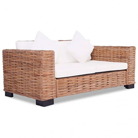 vidaXL Sofa 2 Sitzer Rattan Lounge Sessel Loungesofa Rattansofa Couch Garnitur