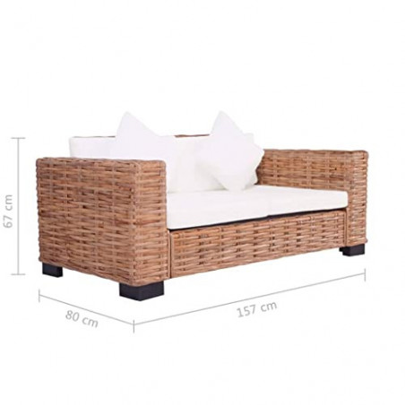 vidaXL Sofa 2 Sitzer Rattan Lounge Sessel Loungesofa Rattansofa Couch Garnitur