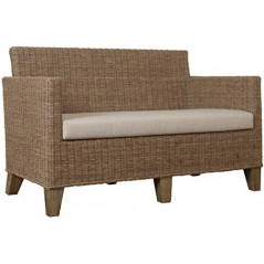 korb.outlet Rattan-Sofa 2-Sitzer Lounge in der Farbe Grau inkl. Sitzpolster Beige, Couch aus echtem Rattan