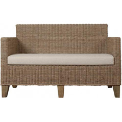 korb.outlet Rattan-Sofa 2-Sitzer Lounge in der Farbe Grau inkl. Sitzpolster Beige, Couch aus echtem Rattan