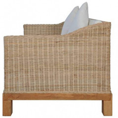 GuyAna 2-Sitzer-Sofa mit Auflagen Natur Rattan Poly Rattan 2 Seater Rattan Sofa Gartensofa