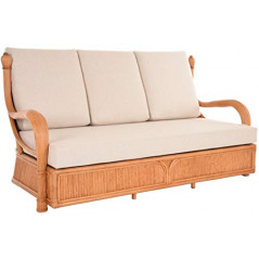 korb.outlet Edles Wohnzimmer Schlafsofa Rattan-Sofa Prince 3-Sitzer Liegesofa Wintergarten Couch Rattansofa Sofa  Beige 