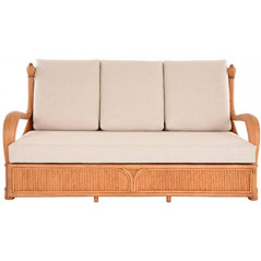 korb.outlet Edles Wohnzimmer Schlafsofa Rattan-Sofa Prince 3-Sitzer Liegesofa Wintergarten Couch Rattansofa Sofa  Beige 