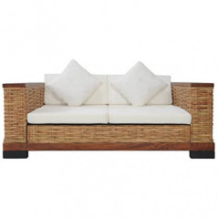 vidaXL Sofa 2-Sitzer mit Auflagen Rattansofa Loungesofa Sitzmöbel Wohnzimmersofa Rattanmöbel Designsofa Korbsofa Zweisitzer-S