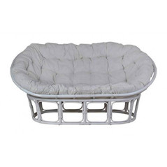 MiaMöbel Sofa Rattan 165x65x100 cm Modern 100% Baumwolle Rattan Weiß