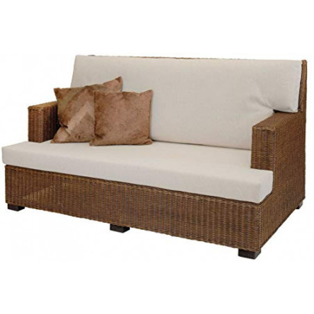 korb.outlet Rattan-Sofa 2-Sitzer in der Farbe Vintage Braun inkl. Polster/Wohnzimmer Couch aus echtem Rattan