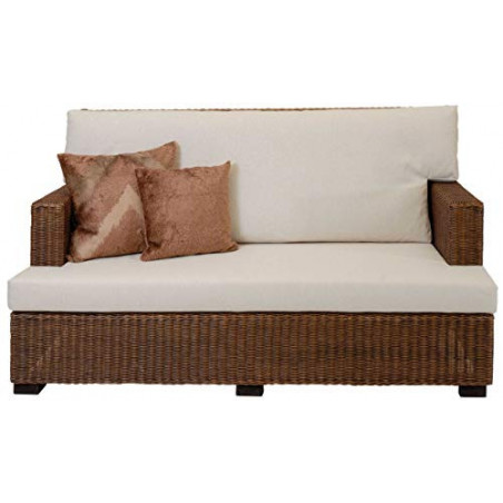 korb.outlet Rattan-Sofa 2-Sitzer in der Farbe Vintage Braun inkl. Polster/Wohnzimmer Couch aus echtem Rattan