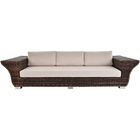 Krines Home Imposantes Designsofa Tulip aus Natur Rattan Rattansofa Wohnzimmersofa Viersitzer Sofa  Braun Natur 