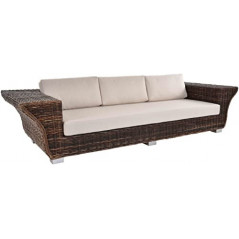 Krines Home Imposantes Designsofa Tulip aus Natur Rattan Rattansofa Wohnzimmersofa Viersitzer Sofa  Braun Natur 