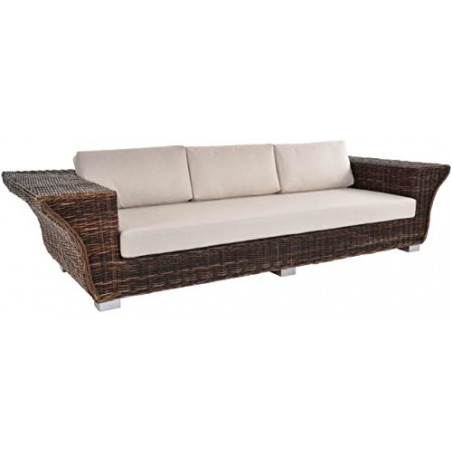 Krines Home Imposantes Designsofa Tulip aus Natur Rattan Rattansofa Wohnzimmersofa Viersitzer Sofa  Braun Natur 