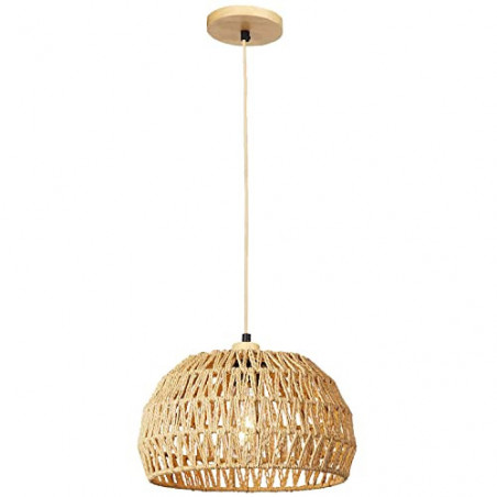 Vintage Boho Rattan Lampe Hängelampe Schlafzimmer - E27 Deckenlampe Deckenleuchte Rattan Korb Lampenschirm - Hängend Lampe Ko