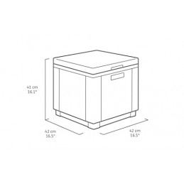 "Allibert by Keter" Beistelltisch Ice Cube, graphit, Kühlbox, Deckel abnehmbar, doppelwandig, Kunststoff, flache Rattanoptik