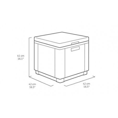 "Allibert by Keter" Beistelltisch Ice Cube, graphit, Kühlbox, Deckel abnehmbar, doppelwandig, Kunststoff, flache Rattanoptik