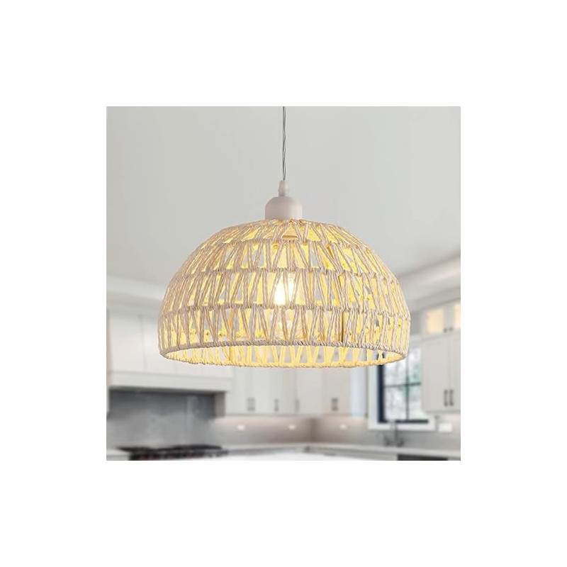 Comely Pendelleuchte Rattan, Boho Hängelampe Esszimmer mit E27 Lampefassung, Handgeflochtener Rattan Lampenschirm, Geeignet f Comely Pendelleuchte Rattan, Boho Hängelampe Esszimmer mit E27 Lampefassung, Handgeflochtener Rattan Lampenschirm, Geeignet f