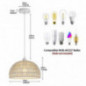 Comely Pendelleuchte Rattan, Boho Hängelampe Esszimmer mit E27 Lampefassung, Handgeflochtener Rattan Lampenschirm, Geeignet f Comely Pendelleuchte Rattan, Boho Hängelampe Esszimmer mit E27 Lampefassung, Handgeflochtener Rattan Lampenschirm, Geeignet f