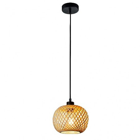 Vintage Boho Rattan Lampe Hängelampe Pendelleuchte Hängeleuchte Holz Bambus Lampenschirm Deckenlampe Badlampe Badezimmerlampe