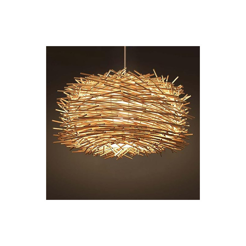 Comely Vintage Rattan Hängelampe, Handgemachte Gewebt Rattan Pendelleuchte mit E27 Fassung, Boho Deckenlampe in Vogelnestform Comely Vintage Rattan Hängelampe, Handgemachte Gewebt Rattan Pendelleuchte mit E27 Fassung, Boho Deckenlampe in Vogelnestform