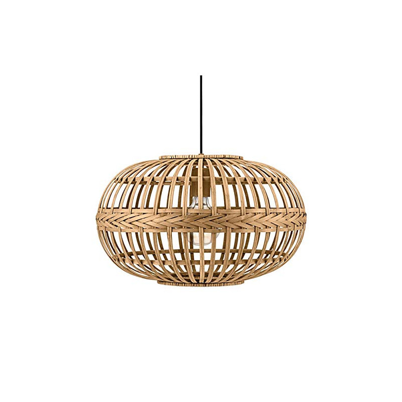EGLO Pendelleuchte Amsfield, 1 flammige Hängelampe Vintage, Natur, Boho, Hygge, Hängeleuchte aus Stahl, Holz in Naturfarben, EGLO Pendelleuchte Amsfield, 1 flammige Hängelampe Vintage, Natur, Boho, Hygge, Hängeleuchte aus Stahl, Holz in Naturfarben,