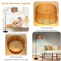 rattan Lampenschirm boho,Trommelschirm für Tisch-, Wand-, hängelampen,Nachttisch- und Stehlampen, Pendelleuchte, natürliche R