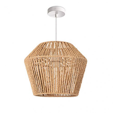 Paco Home Hängelampe Bambus Wohnzimmer Pendelleuchte Rattan Esstisch Esszimmer Lampe E27 Hängeleuchte Papier Boho, Farbe:Natu