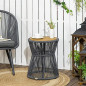 Outsunny Ratten Beistelltisch, Bistrotisch, Kaffeetisch mit Kunststofftischplatte, Gartentisch mit verstellbaren Füßen, für T Outsunny Ratten Beistelltisch, Bistrotisch, Kaffeetisch mit Kunststofftischplatte, Gartentisch mit verstellbaren Füßen, für T