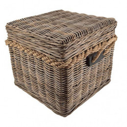 Vintage-Line Korbtruhe Beistelltisch Rattan 50x50cm Korb Rattan Rattankorb Naturrattan Geflecht