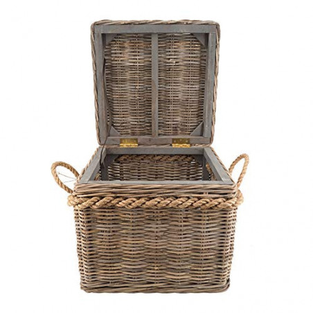 Vintage-Line Korbtruhe Beistelltisch Rattan 50x50cm Korb Rattan Rattankorb Naturrattan Geflecht