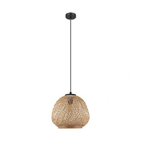 EGLO Pendelleuchte Dembleby, 1 flammige Hängelampe Vintage, Natur, Hygge, Hängeleuchte Holz Korb geflochten, Esstischlampe, W