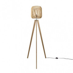 Paco Home Stehlampe Modern Wohnzimmer Schlafzimmer Rattan Optik Boho Korb Stehleuchte E27, Lampenfuß: Stehleuchte Holz, Lampe