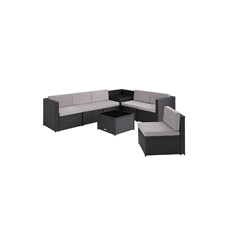 TecTake Polyrattan Gartenlounge, frei zu gruppierende Balkon Möbel, Gartenmöbel Set mit einem Beistelltisch Outdoor, inkl. Au