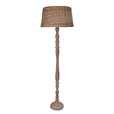 Grafelstein Stehlampe HAMILTON braun aus Holz mit Rattanlampenschirm im Landhausstil
