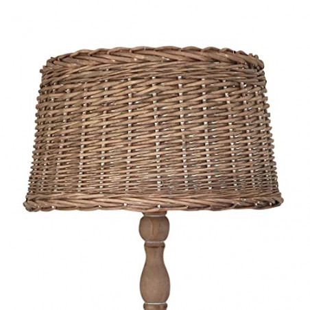 Grafelstein Stehlampe HAMILTON braun aus Holz mit Rattanlampenschirm im Landhausstil