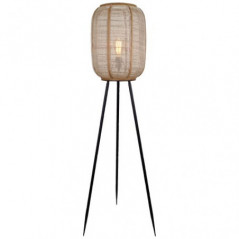 Lightbox Stehleuchte - Standleuchte dreibeinig im Nature-Style, Fußschalter, E27 Fassung für max. 42 Watt - Bambus Holz/Metal