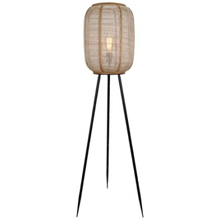 Lightbox Stehleuchte - Standleuchte dreibeinig im Nature-Style, Fußschalter, E27 Fassung für max. 42 Watt - Bambus Holz/Metal
