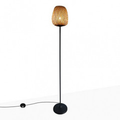 B·LED BARCELONA LED BarcelonaLED Stehleuchte aus Bambus, Vintage-Holz, modern, nordisch, Schwarz mit Fassung E27 für Beleucht