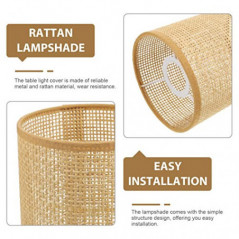 Angoily Rattan-Trommel-Lampenschirm-Ersatz E27-E14-Fass-Lampenschirm Zum Aufstecken Nat¨¹rliche Gewebte Zylinder-Lichtabdecku