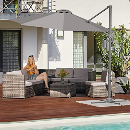 TecTake Polyrattan Gartenlounge, frei zu gruppierende Balkon Möbel, Gartenmöbel Set mit einem Beistelltisch Outdoor, inkl. Au