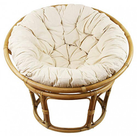 Rattan Sessel rund Relaxsessel "Papasan", 3-teilig Ø 90 x 50 cm, Fuß Ø 65 x 31 cm,