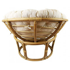 Rattan Sessel rund Relaxsessel "Papasan", 3-teilig Ø 90 x 50 cm, Fuß Ø 65 x 31 cm,