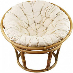 Dekoleidenschaft Papasan-Sessel aus Rattan, braun, inkl. Kissen aus Baumwolle, beige, Rexalsessel für Wohnzimmer oder Winterg