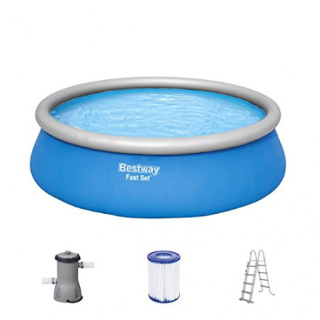 Bestway Fast Set Aufstellpool-Set mit Filterpumpe Ø 457 x 122 cm, blau, rund