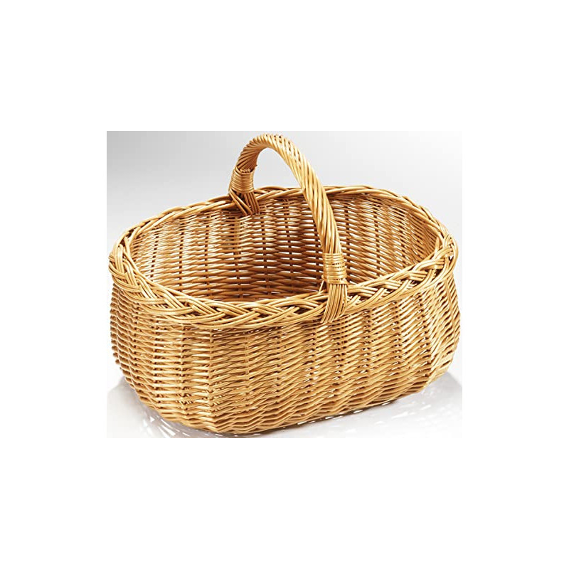 Kobolo Weidenkorb Einkaufskorb handgeflochten aus Weide 48x35x35 cm